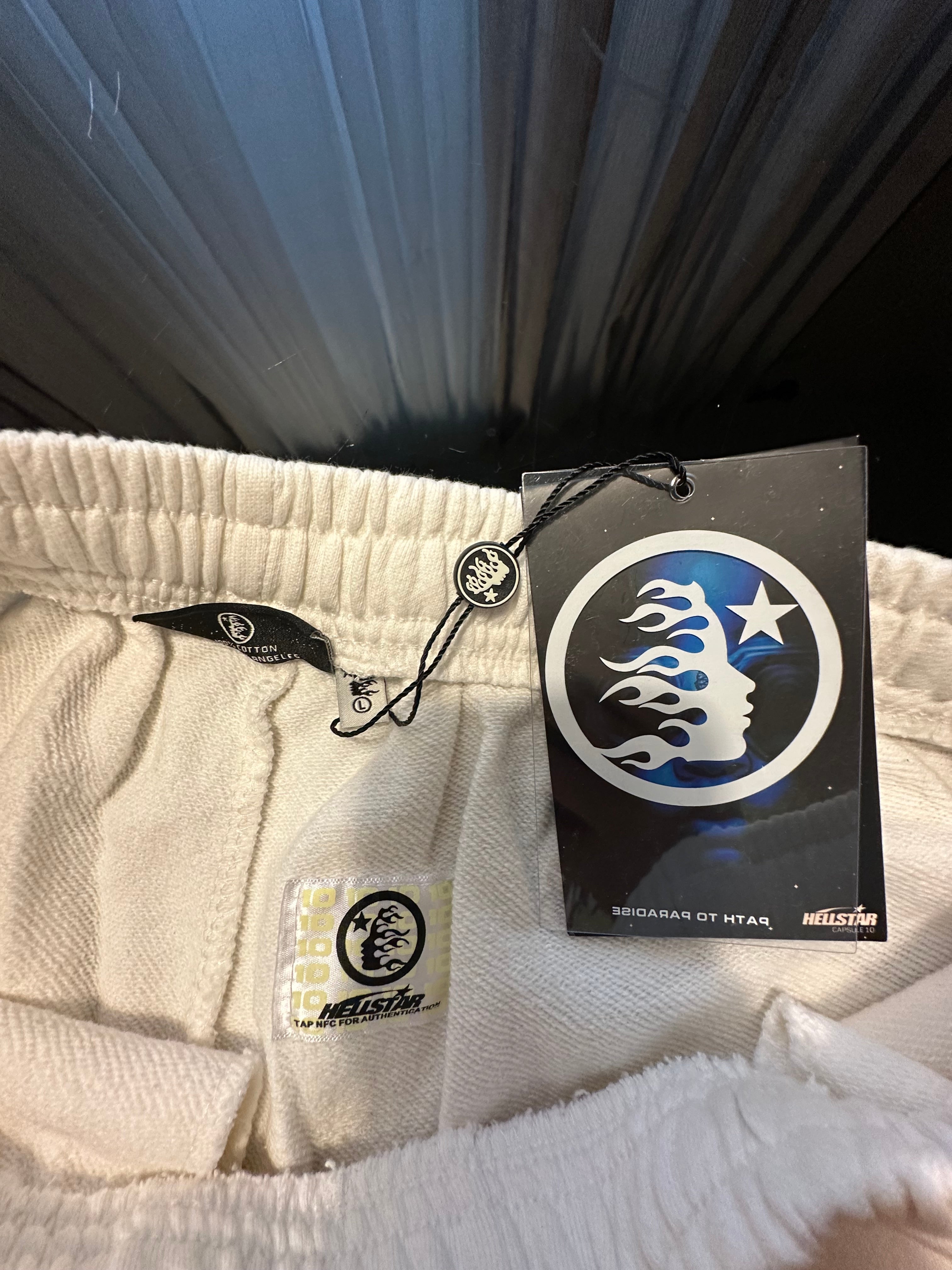White Hellstar Warm Up Shorts